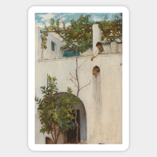 Lady on a Balcony, Capri by John William Waterhouse Sticker